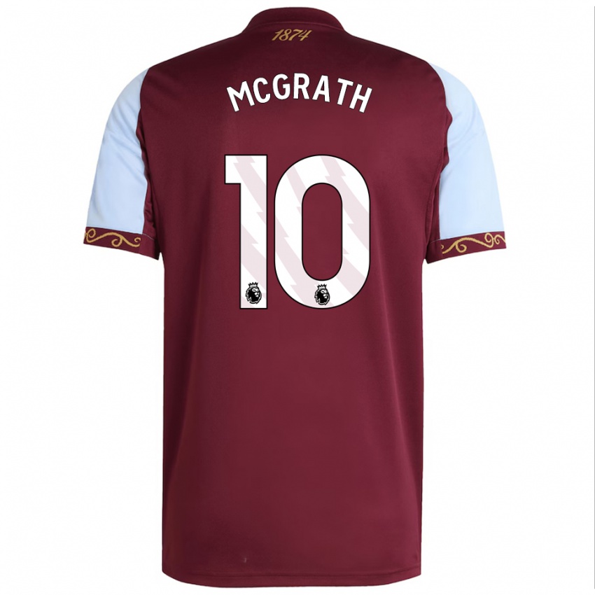 ילדים Jack Mcgrath #10 בורדו תכלת ג'רזי ביתית 2025/26 חולצה קצרה