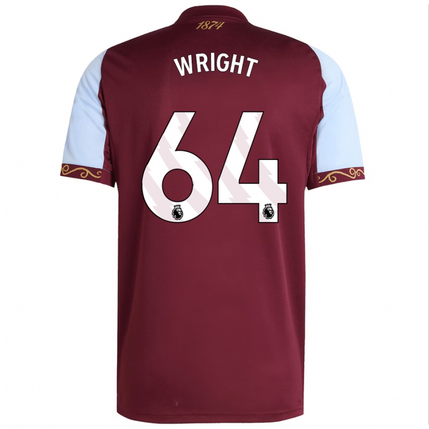 ילדים ג'יימס רייט #64 בורדו תכלת ג'רזי ביתית 2025/26 חולצה קצרה