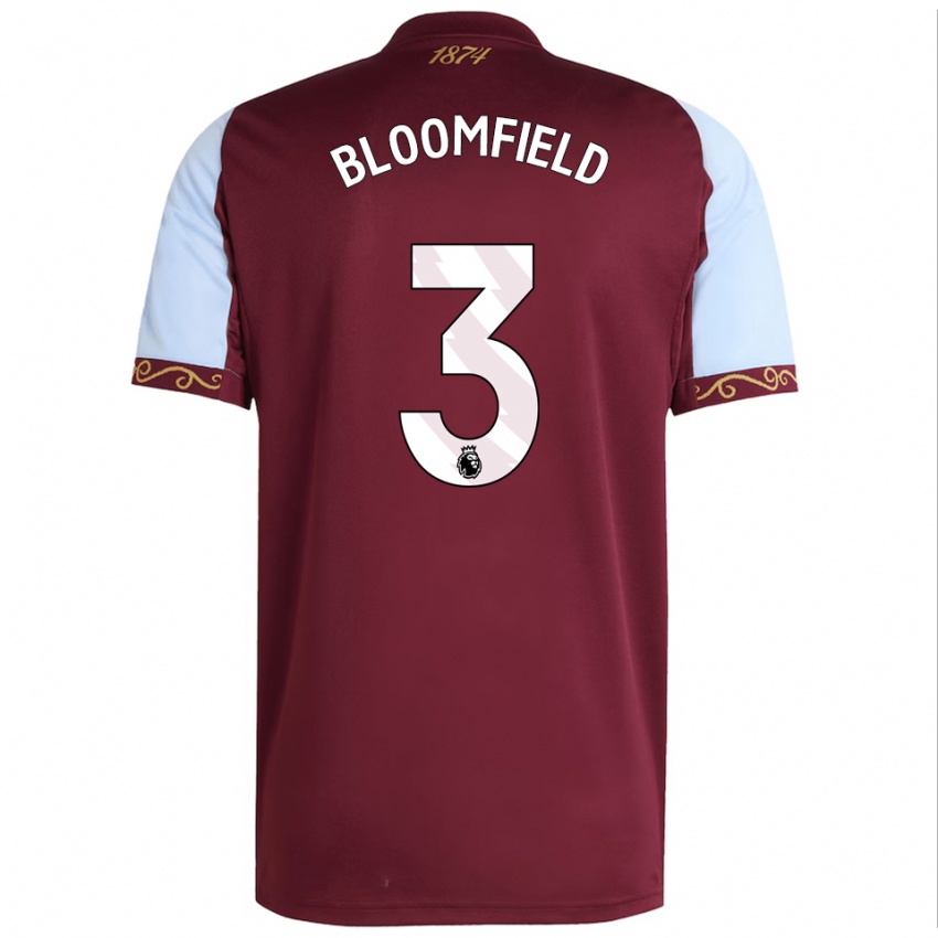 ילדים Teddie Bloomfield #3 בורדו תכלת ג'רזי ביתית 2025/26 חולצה קצרה