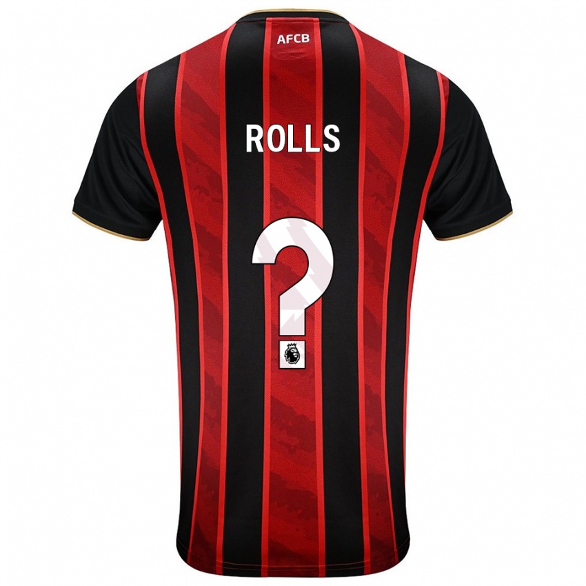 ילדים Thomas Rolls #0 אדום שחור ג'רזי ביתית 2025/26 חולצה קצרה