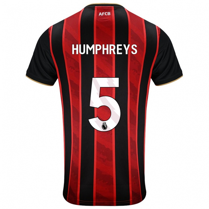 ילדים Holly Humphreys #5 אדום שחור ג'רזי ביתית 2025/26 חולצה קצרה