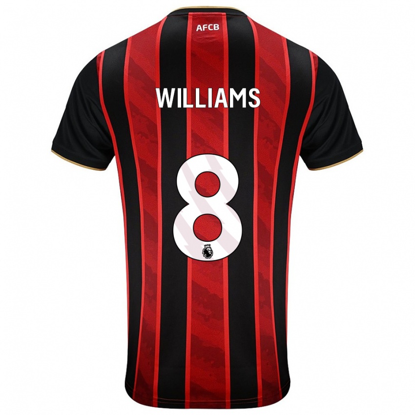 ילדים Phoebe Williams #8 אדום שחור ג'רזי ביתית 2025/26 חולצה קצרה