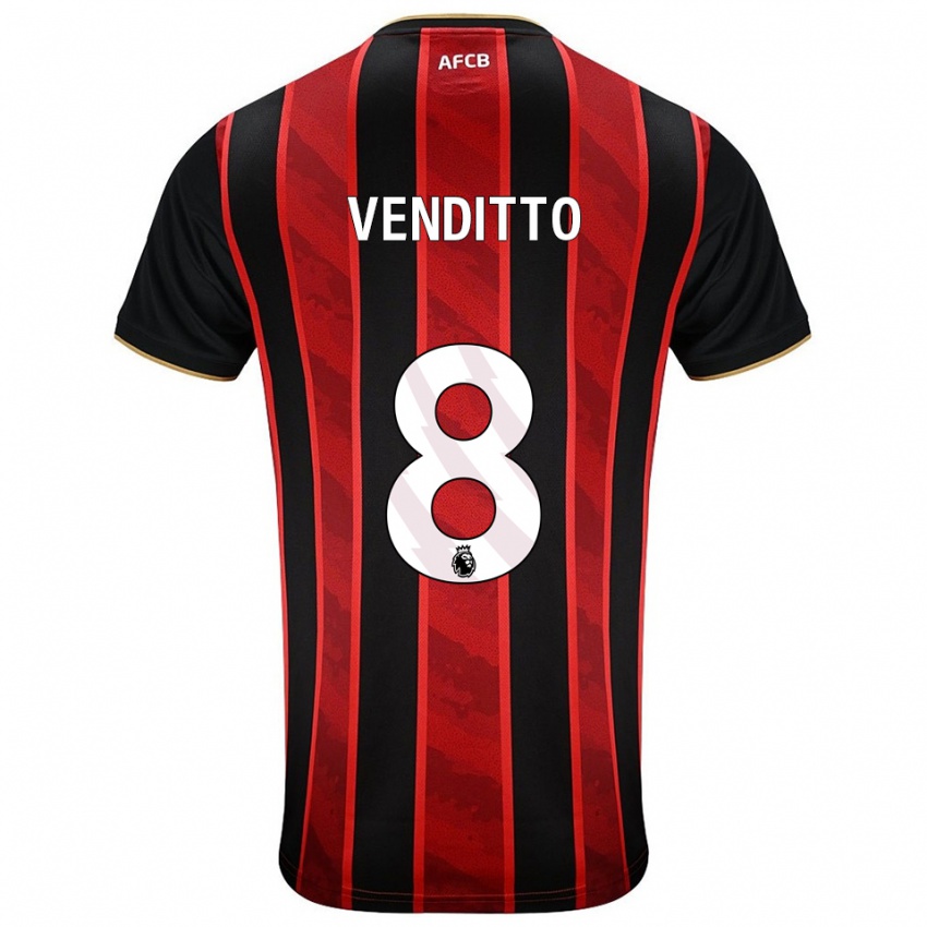 ילדים Olivia Venditto #8 אדום שחור ג'רזי ביתית 2025/26 חולצה קצרה