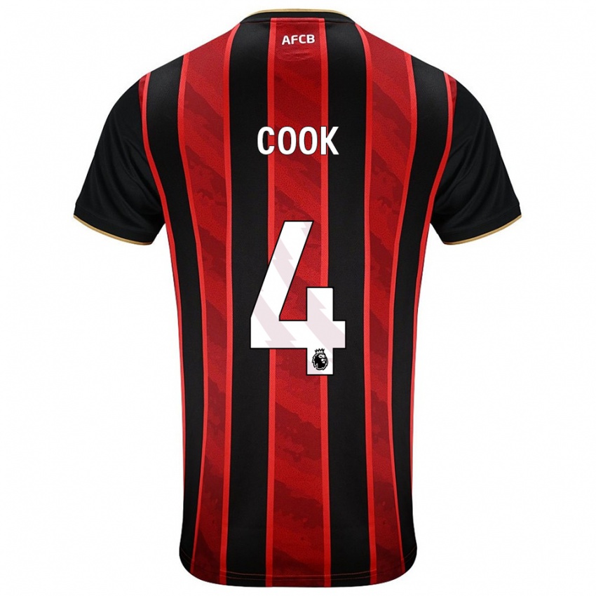 ילדים לואיס קוק #4 אדום שחור ג'רזי ביתית 2025/26 חולצה קצרה