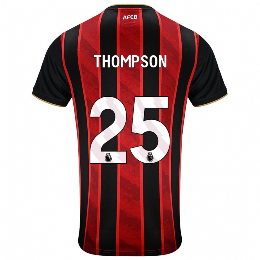 ילדים קני תומפסון #25 אדום שחור ג'רזי ביתית 2025/26 חולצה קצרה