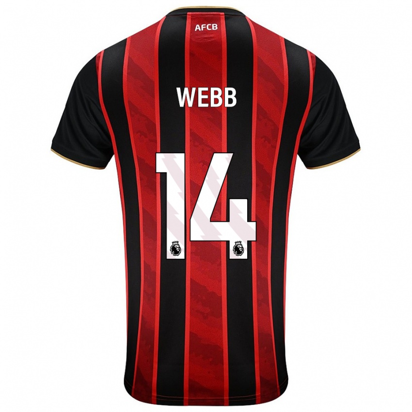 ילדים Harry Webb #14 אדום שחור ג'רזי ביתית 2025/26 חולצה קצרה