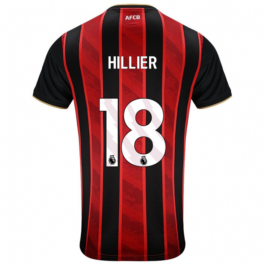 ילדים Gemma Hillier #18 אדום שחור ג'רזי ביתית 2025/26 חולצה קצרה