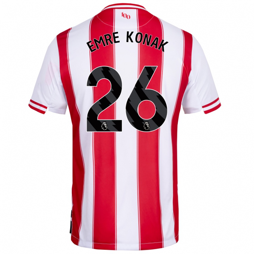 ילדים Yunus Emre Konak #26 אדום לבן ג'רזי ביתית 2025/26 חולצה קצרה