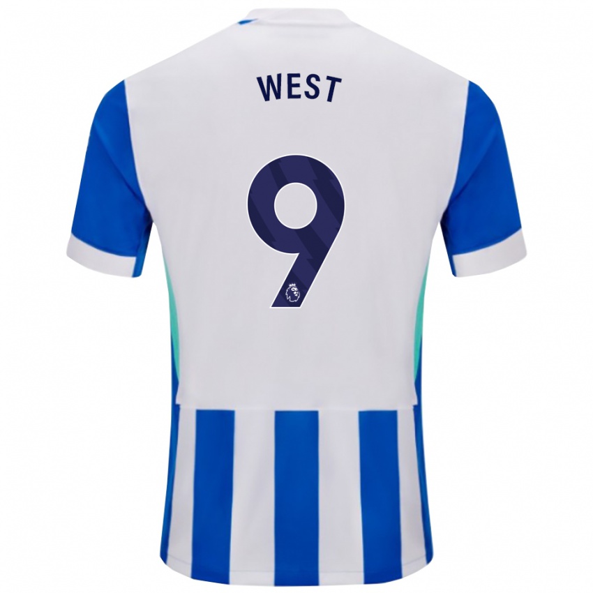 ילדים איידן ווסט #9 כחול לבן ג'רזי ביתית 2025/26 חולצה קצרה