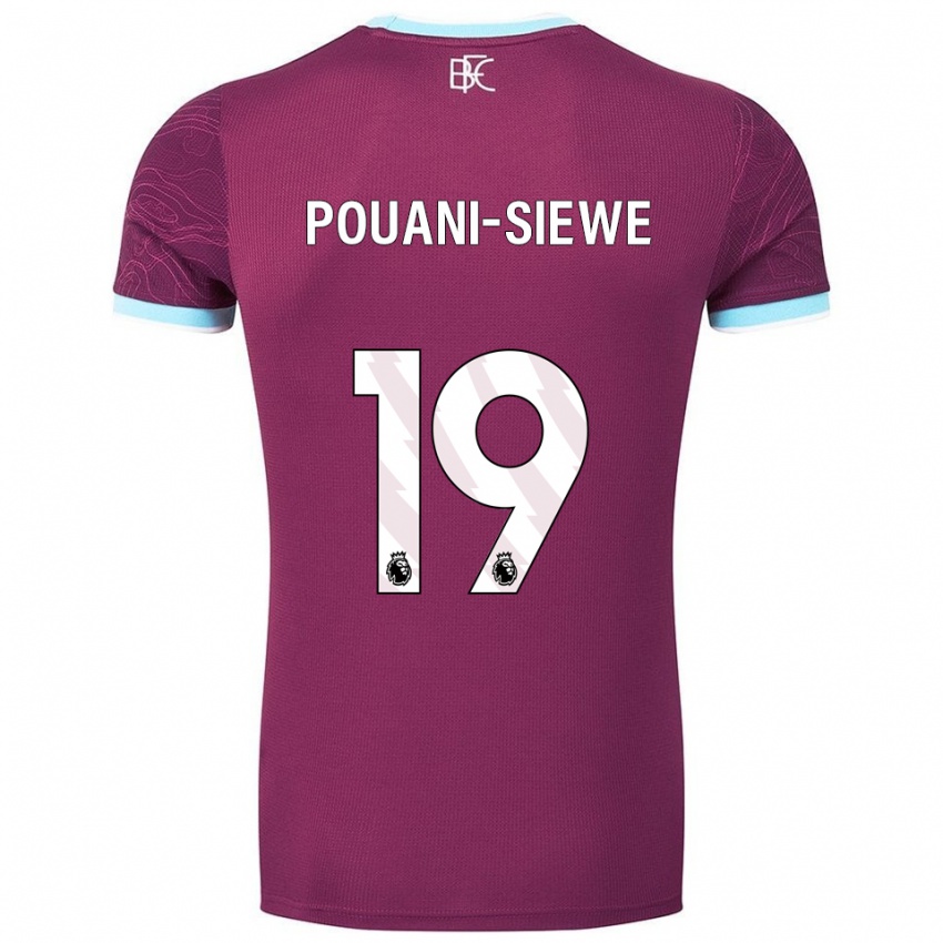 ילדים Brandon Pouani-Siewe #19 בורדו תכלת ג'רזי ביתית 2025/26 חולצה קצרה