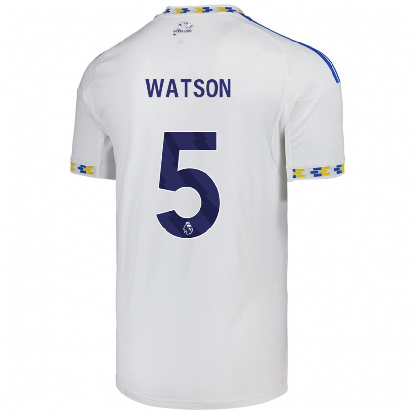 ילדים Jacob Watson #5 לבן כחול ג'רזי ביתית 2025/26 חולצה קצרה