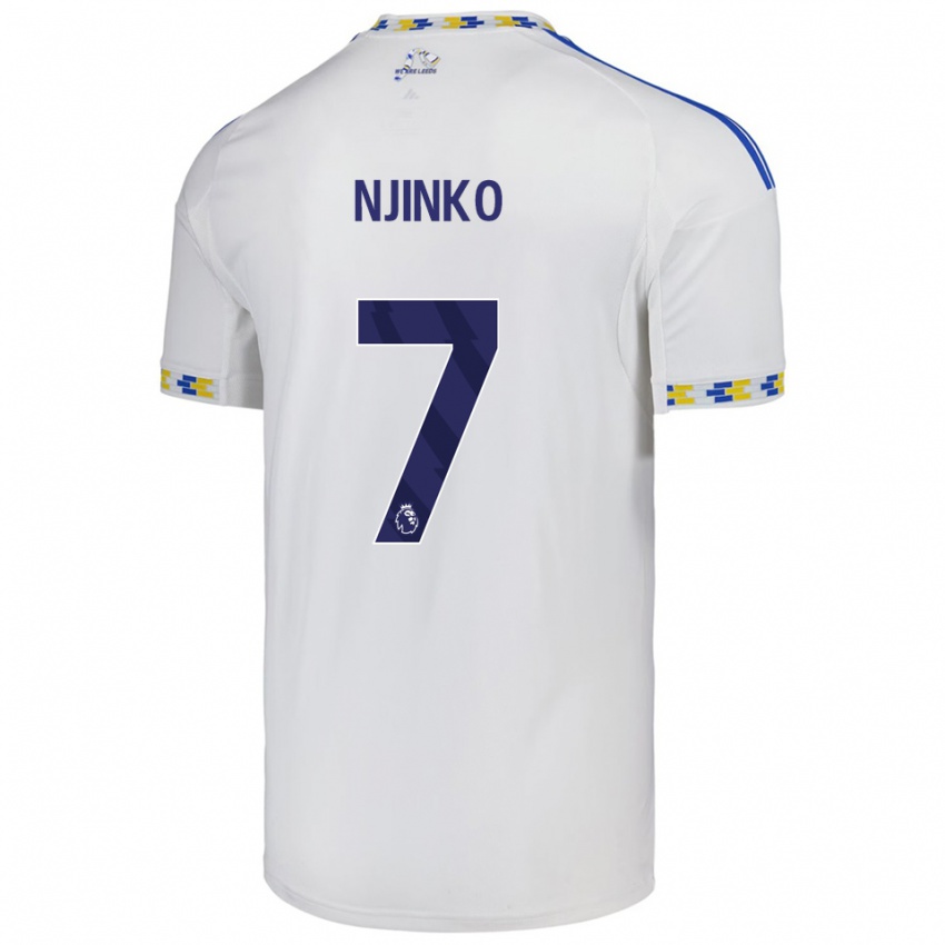 ילדים Carrick Njinko #7 לבן כחול ג'רזי ביתית 2025/26 חולצה קצרה