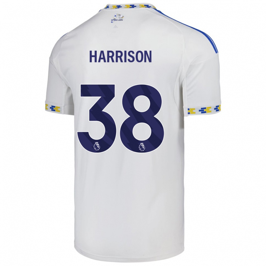 ילדים ג'ק האריסון #38 לבן כחול ג'רזי ביתית 2025/26 חולצה קצרה