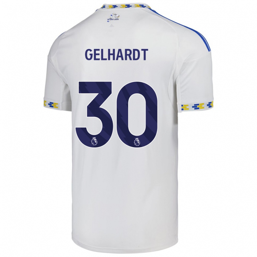 ילדים ג'ו גלהרדט #30 לבן כחול ג'רזי ביתית 2025/26 חולצה קצרה
