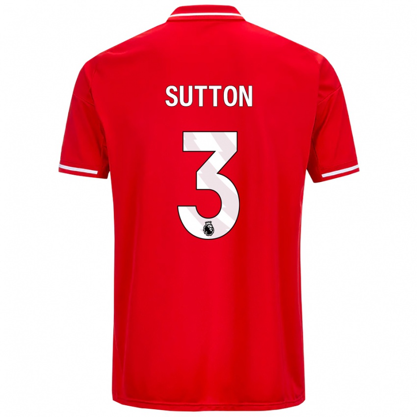 ילדים Spencer Sutton #3 אדום לבן ג'רזי ביתית 2025/26 חולצה קצרה