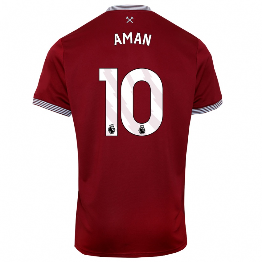 ילדים Abdulkareem Aman #10 בורדו לבן ג'רזי ביתית 2025/26 חולצה קצרה
