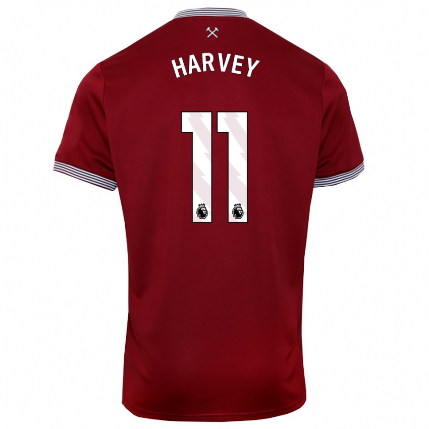 ילדים Ros Harvey #11 בורדו לבן ג'רזי ביתית 2025/26 חולצה קצרה