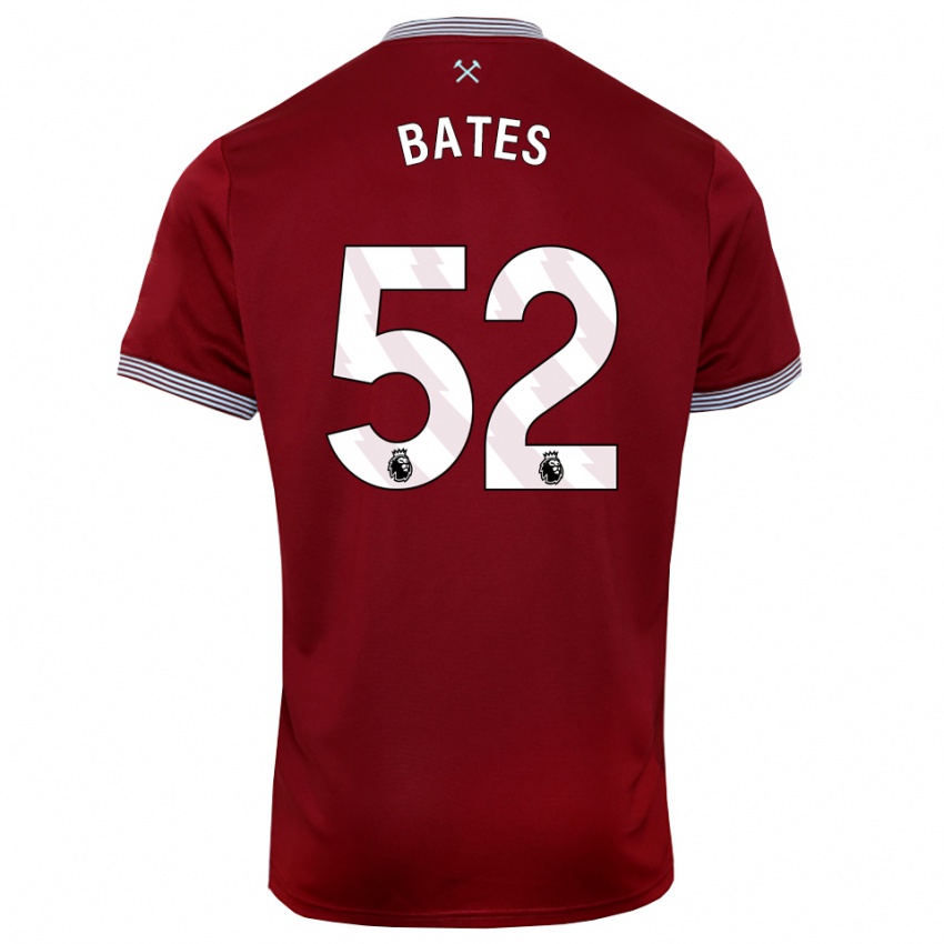ילדים Billy Bates #52 בורדו לבן ג'רזי ביתית 2025/26 חולצה קצרה