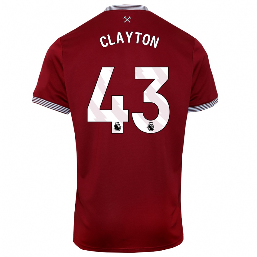 ילדים Regan Clayton #43 בורדו לבן ג'רזי ביתית 2025/26 חולצה קצרה