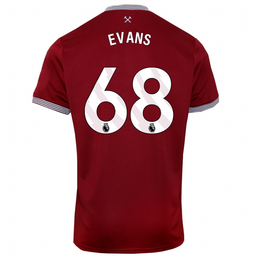 ילדים Isaac Evans #68 בורדו לבן ג'רזי ביתית 2025/26 חולצה קצרה