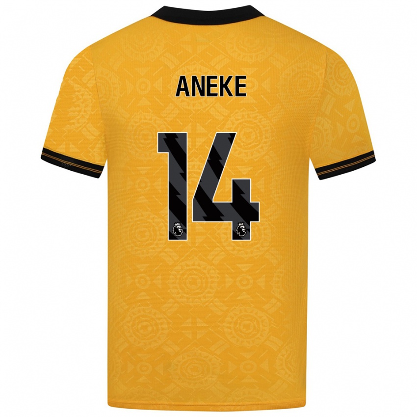 ילדים Aaron Aneke #14 צהוב שחור ג'רזי ביתית 2025/26 חולצה קצרה