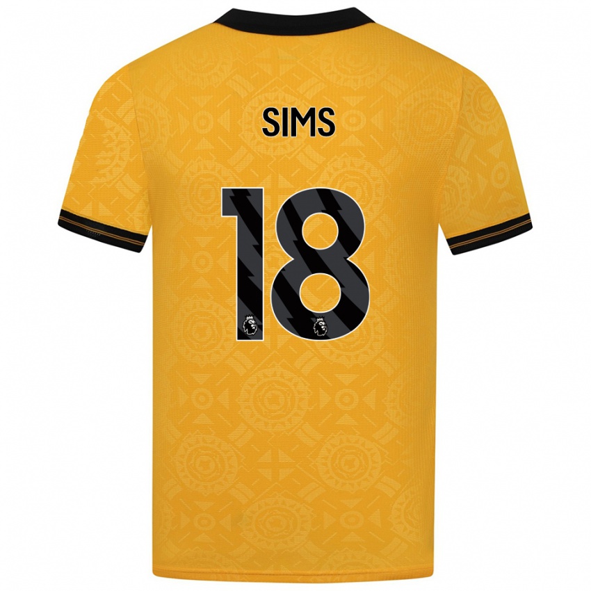 ילדים Amy Sims #18 צהוב שחור ג'רזי ביתית 2025/26 חולצה קצרה