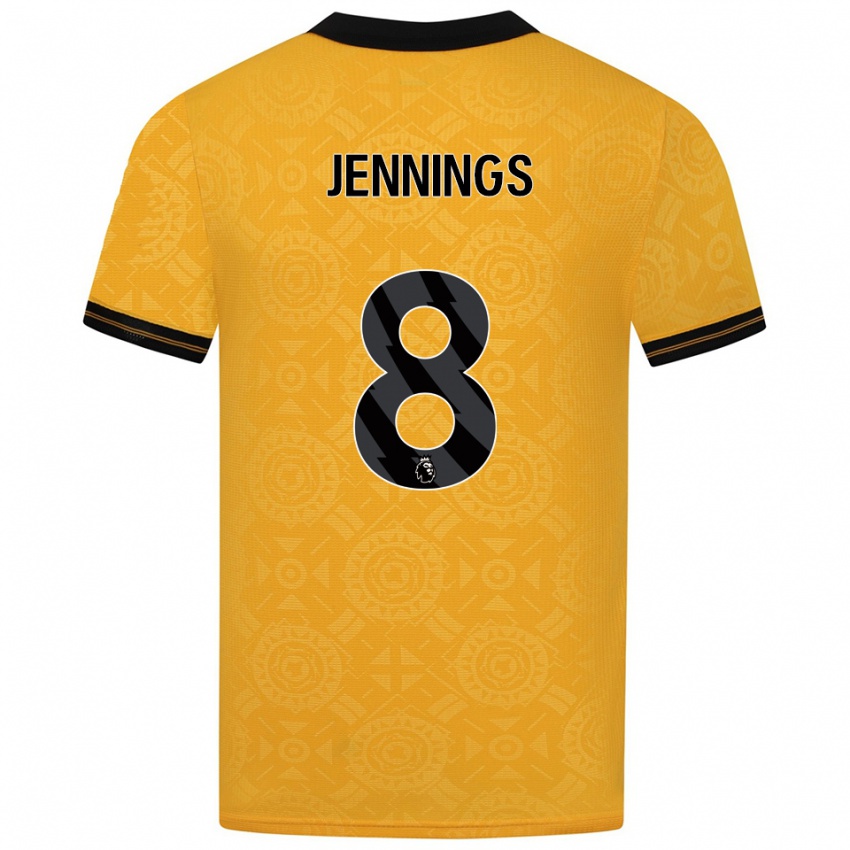 ילדים Shannie Jennings #8 צהוב שחור ג'רזי ביתית 2025/26 חולצה קצרה