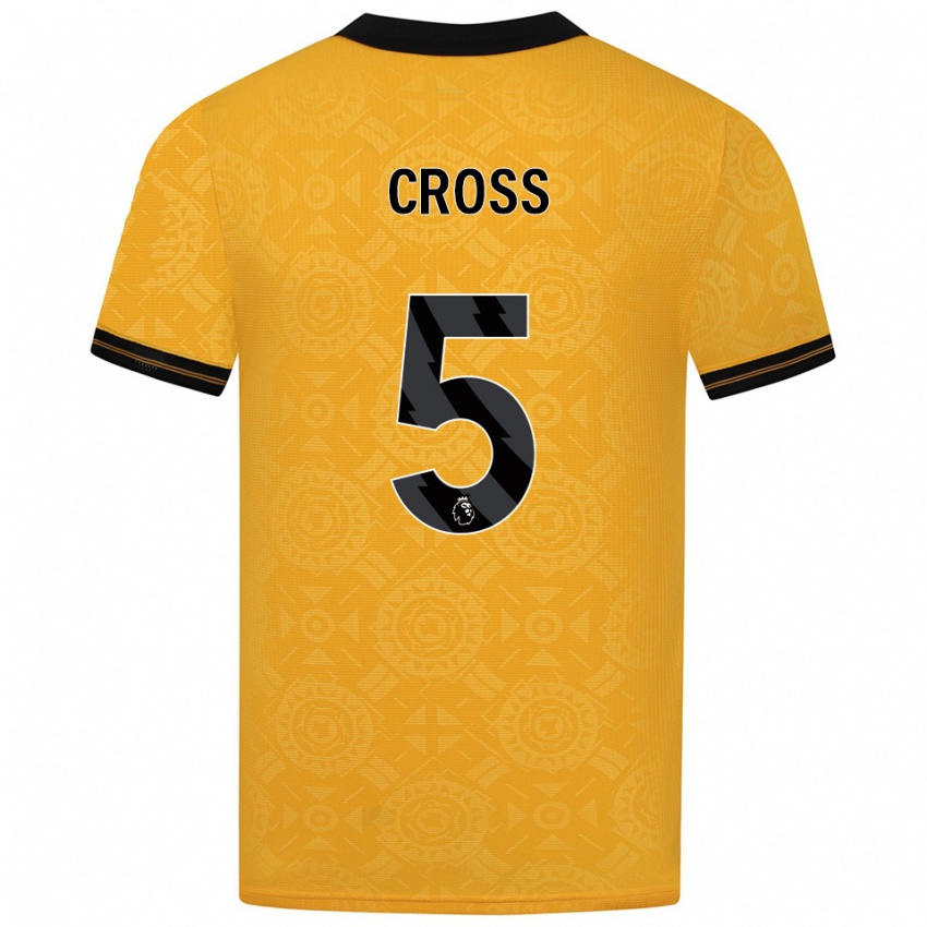 ילדים Emma Cross #5 צהוב שחור ג'רזי ביתית 2025/26 חולצה קצרה