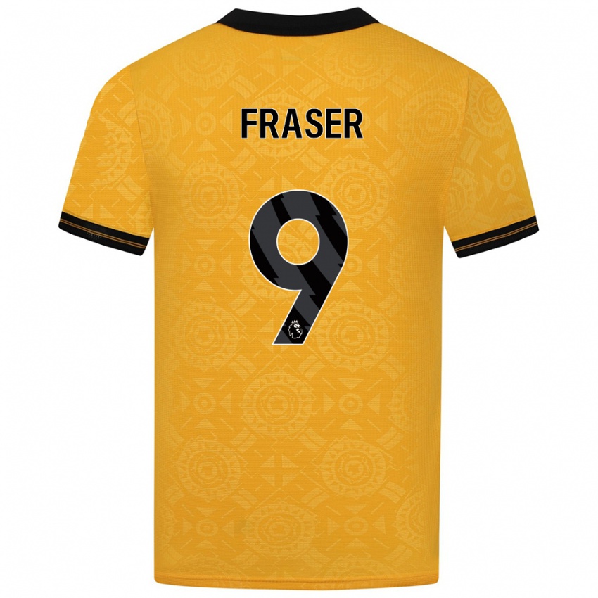ילדים Nathan Fraser #9 צהוב שחור ג'רזי ביתית 2025/26 חולצה קצרה