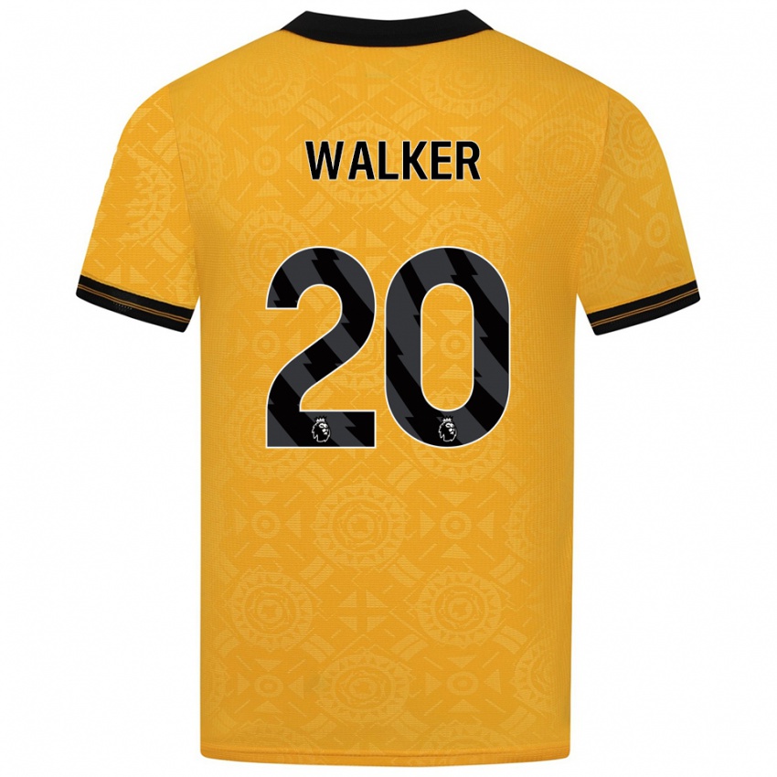 ילדים Lowri Walker #20 צהוב שחור ג'רזי ביתית 2025/26 חולצה קצרה