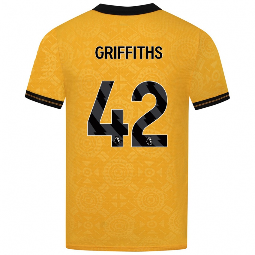 ילדים Harvey Griffiths #42 צהוב שחור ג'רזי ביתית 2025/26 חולצה קצרה