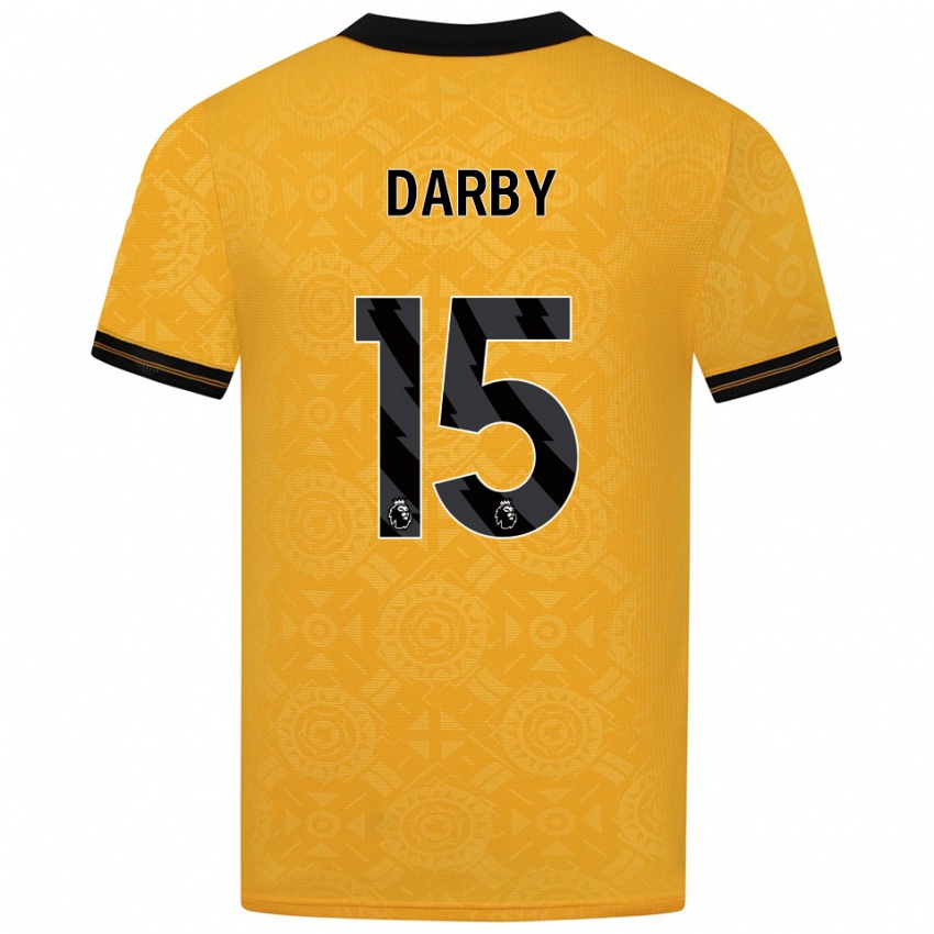 ילדים Kelly Darby #15 צהוב שחור ג'רזי ביתית 2025/26 חולצה קצרה