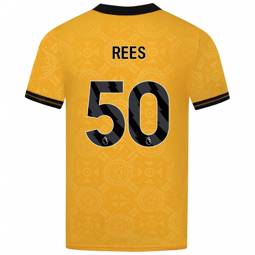 ילדים Mason Rees #50 צהוב שחור ג'רזי ביתית 2025/26 חולצה קצרה