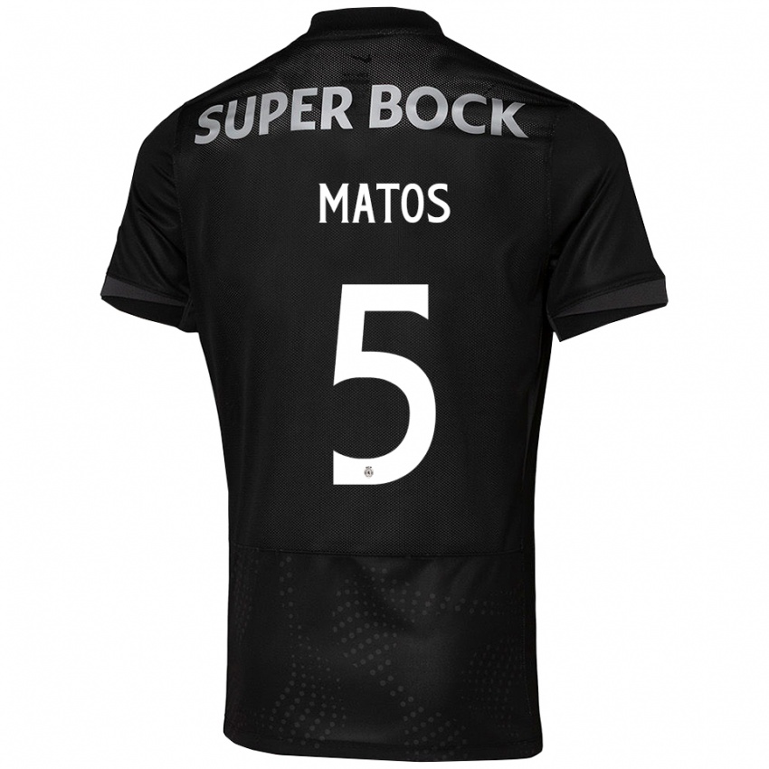 ילדים Sérgio Matos #5 שחור לבן הרחק ג'רזי 2025/26 חולצה קצרה