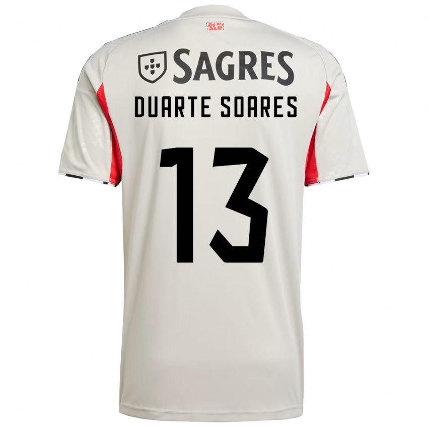 ילדים Duarte Soares #13 לבן מלוכלך אדום הרחק ג'רזי 2025/26 חולצה קצרה