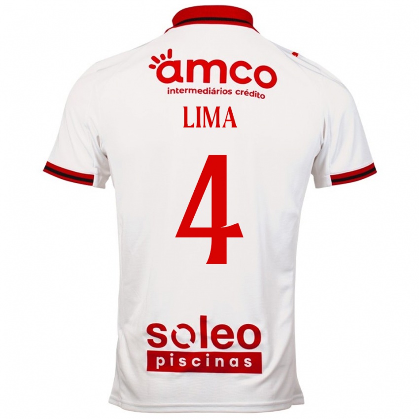 ילדים Guilherme Lima #4 לבן אדום הרחק ג'רזי 2025/26 חולצה קצרה