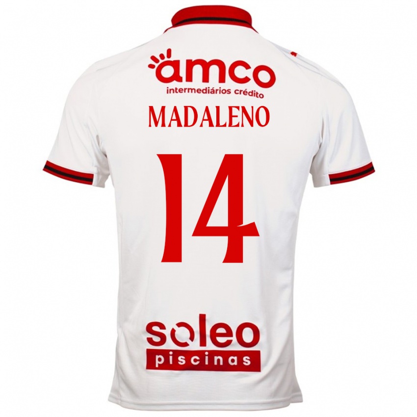 ילדים Diogo Madaleno #14 לבן אדום הרחק ג'רזי 2025/26 חולצה קצרה