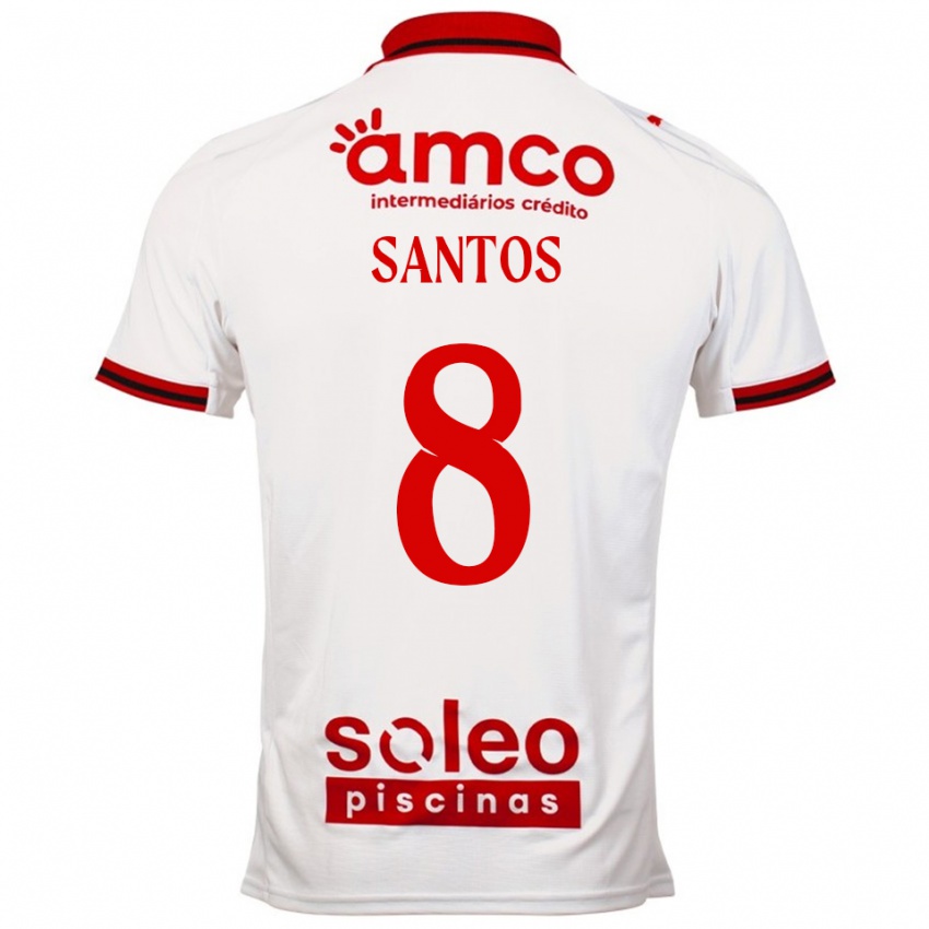 ילדים Vicente Santos #8 לבן אדום הרחק ג'רזי 2025/26 חולצה קצרה