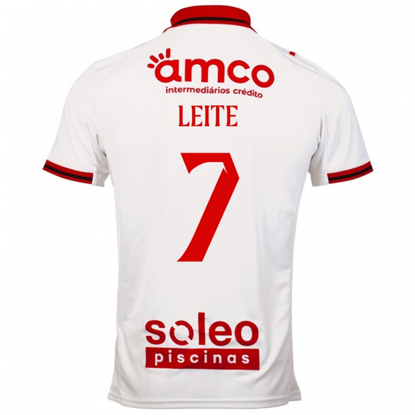 ילדים Afonso Leite #7 לבן אדום הרחק ג'רזי 2025/26 חולצה קצרה
