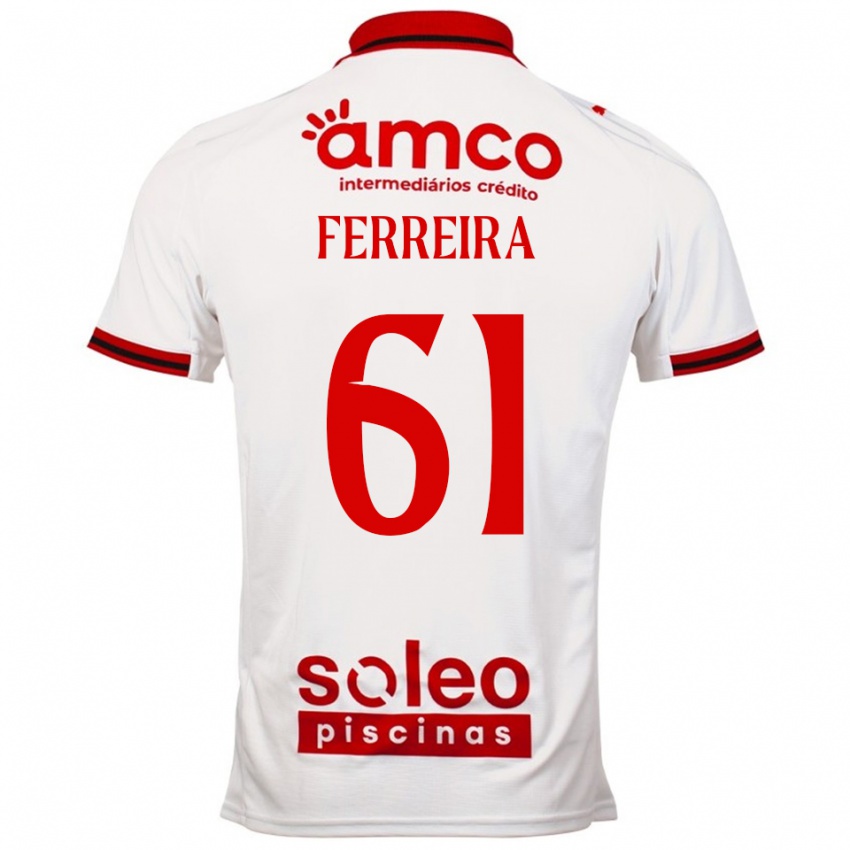ילדים Tiago Ferreira #61 לבן אדום הרחק ג'רזי 2025/26 חולצה קצרה