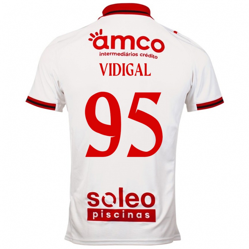 ילדים Sandro Vidigal #95 לבן אדום הרחק ג'רזי 2025/26 חולצה קצרה