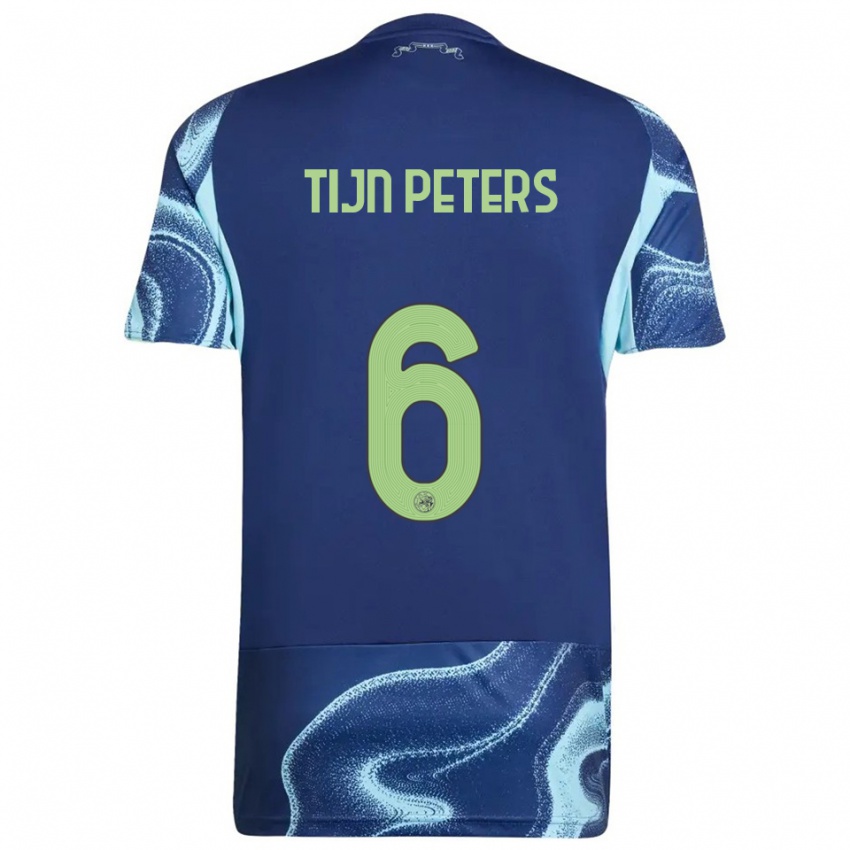 ילדים Tijn Peters #6 נייבי תכלת הרחק ג'רזי 2025/26 חולצה קצרה