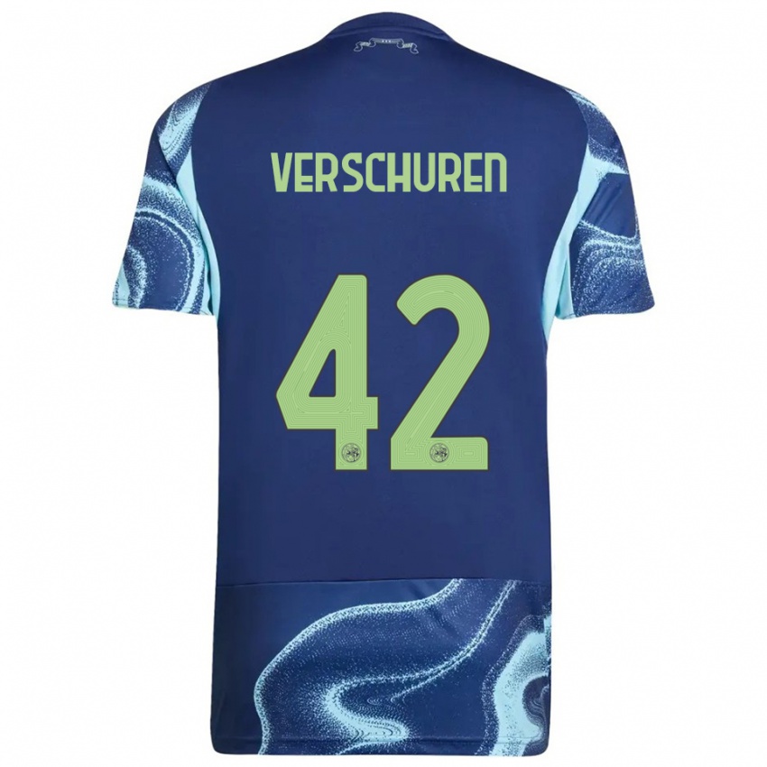 ילדים Nick Verschuren #42 נייבי תכלת הרחק ג'רזי 2025/26 חולצה קצרה