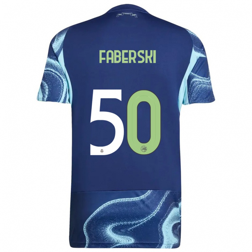 ילדים יאן פברסקי #50 נייבי תכלת הרחק ג'רזי 2025/26 חולצה קצרה