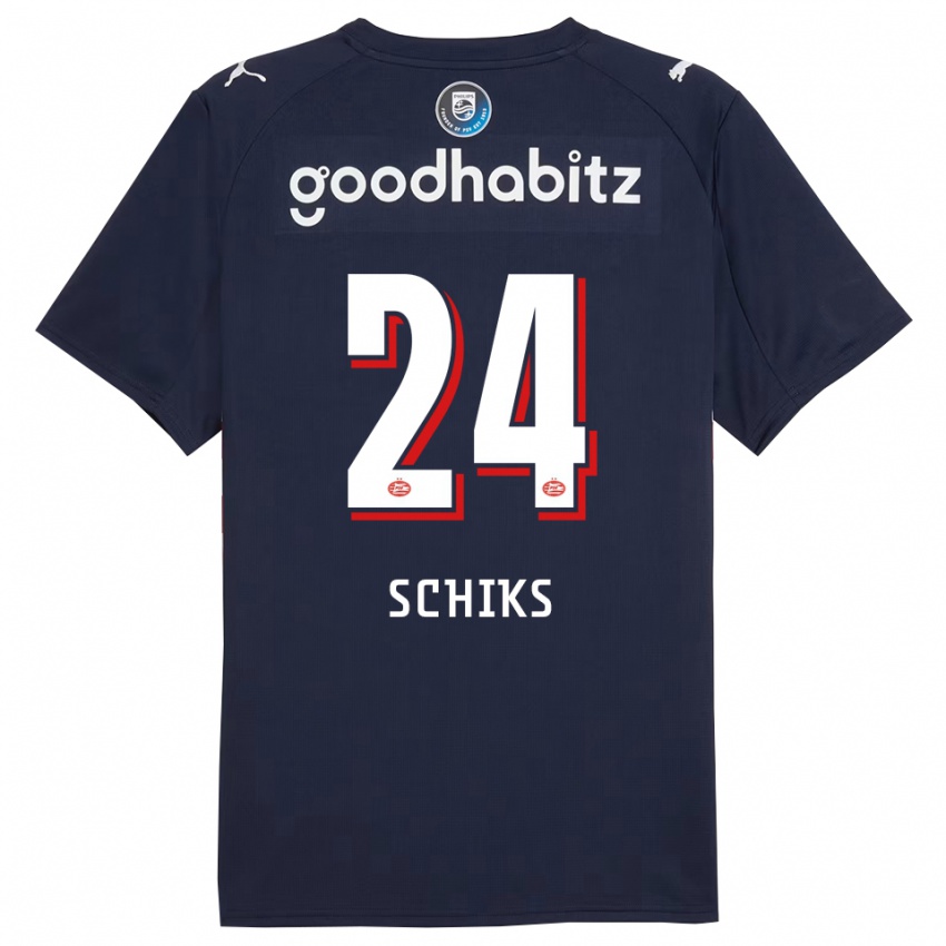 ילדים Niek Schiks #24 נייבי לבן הרחק ג'רזי 2025/26 חולצה קצרה