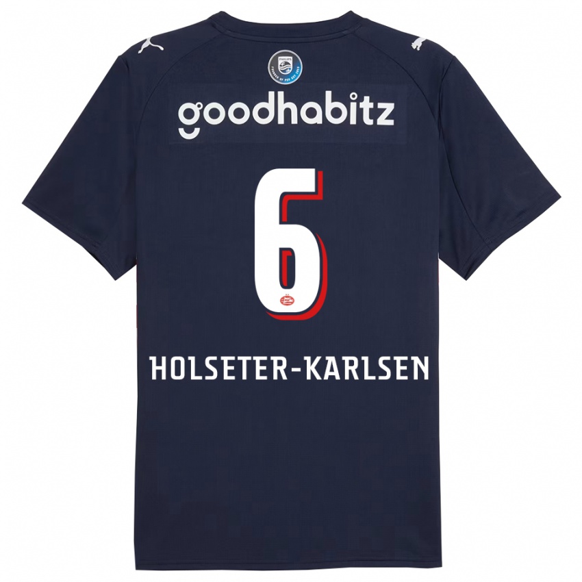 ילדים Philip Holseter-Karlsen #6 נייבי לבן הרחק ג'רזי 2025/26 חולצה קצרה