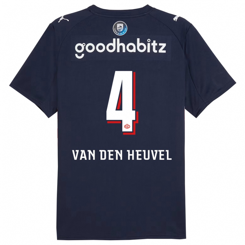 ילדים פ.ס.וו. איינדהובן #4 נייבי לבן הרחק ג'רזי 2025/26 חולצה קצרה