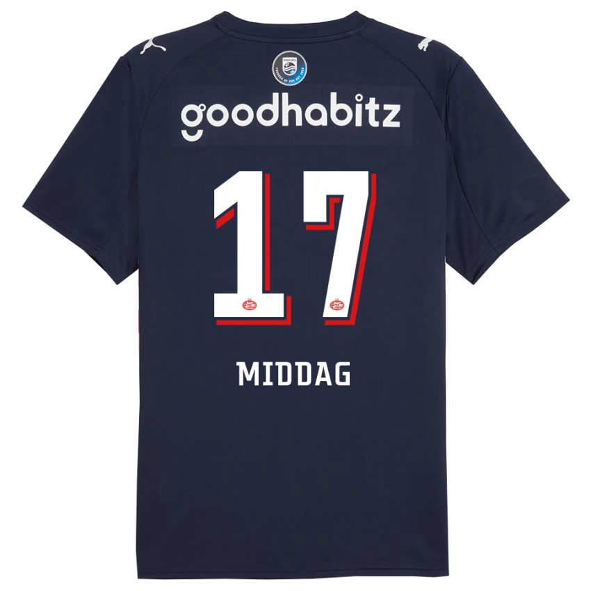 ילדים Isai Middag #17 נייבי לבן הרחק ג'רזי 2025/26 חולצה קצרה