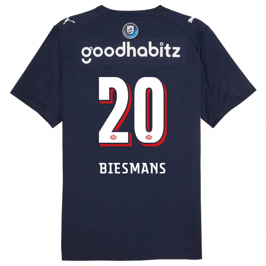 ילדים ג'ולי ביסמנס #20 נייבי לבן הרחק ג'רזי 2025/26 חולצה קצרה