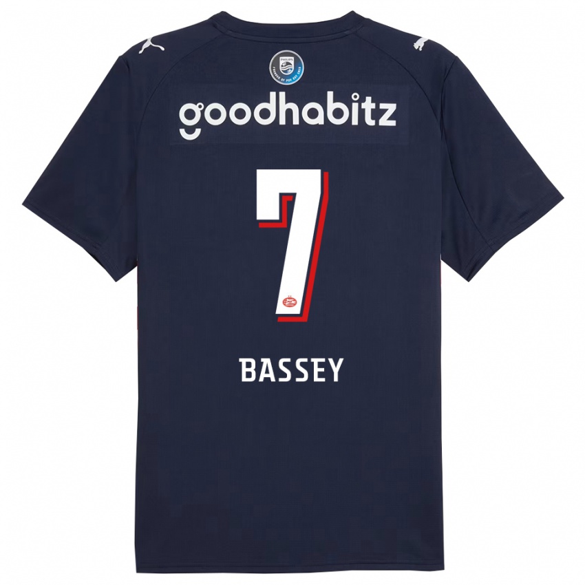 ילדים אסיין באסיי #7 נייבי לבן הרחק ג'רזי 2025/26 חולצה קצרה